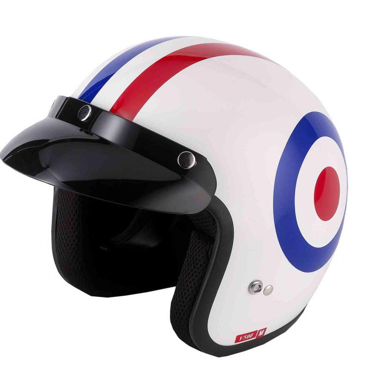 VCAN V500 open face helmet. Union Jack retro , vespa scooter Roundel