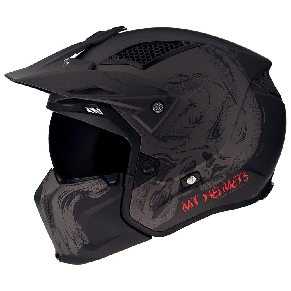 MT Streetfighter SV Darkness Openface motorcycle helmet Matt Black