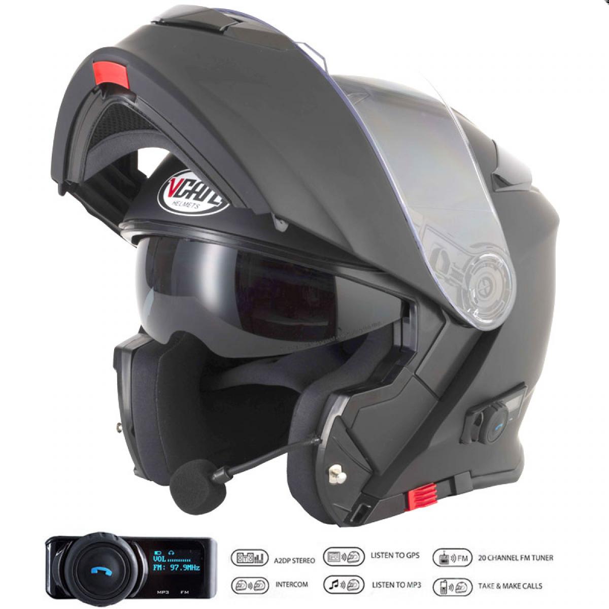 VCAN V271 flip front motorcycle helmet with integrated Bluetooth Comms ...