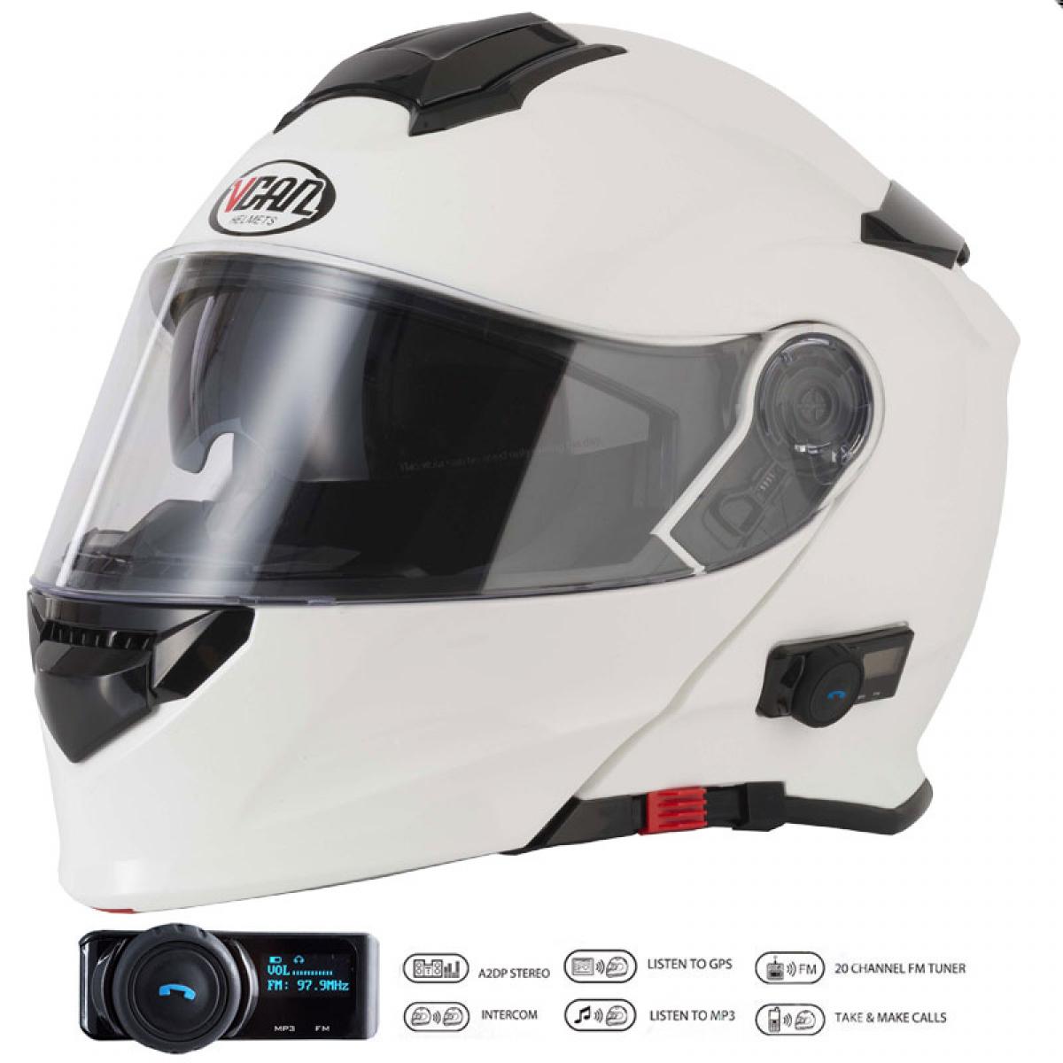 VCAN V271 flip front motorcycle helmet with integrated Bluetooth Comms