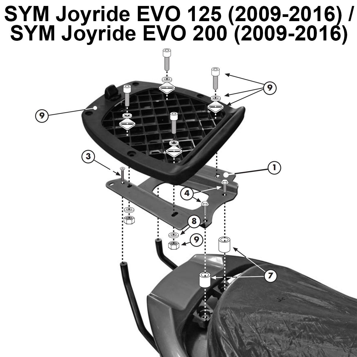 Details about Kappa KR2330 Specific Rear Top Box Rack Kit - SYM Joyride EVO  125 / 200 (09-16)
