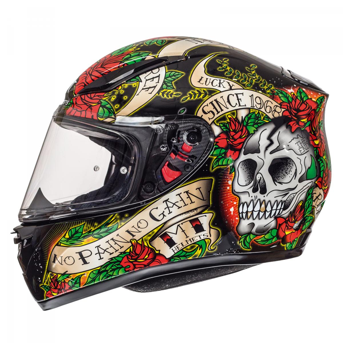 MT Helmets Revenge Skull & Roses Full Face Motorcycle Helmet - Black