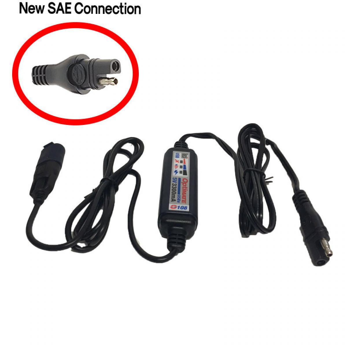 Optimate O108 2 Metre USB Charger Cable fit a permanent SAE charging connection